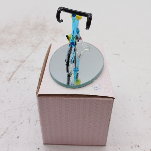 WAMANA Hand Blown Art Glass Bicycle Figurine Ornament w/ Mirror Base Lot of 4 - Picture 4 of 8